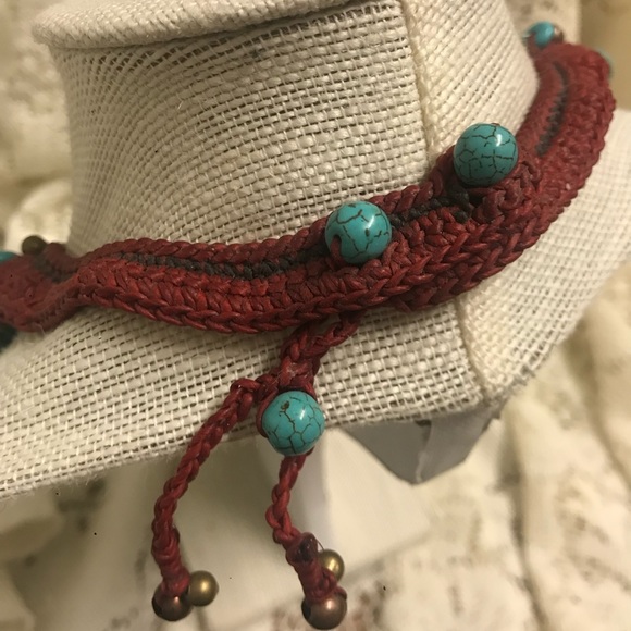 NOVICA Turquoise and Red Macrame Collar Choker - Picture 5 of 7